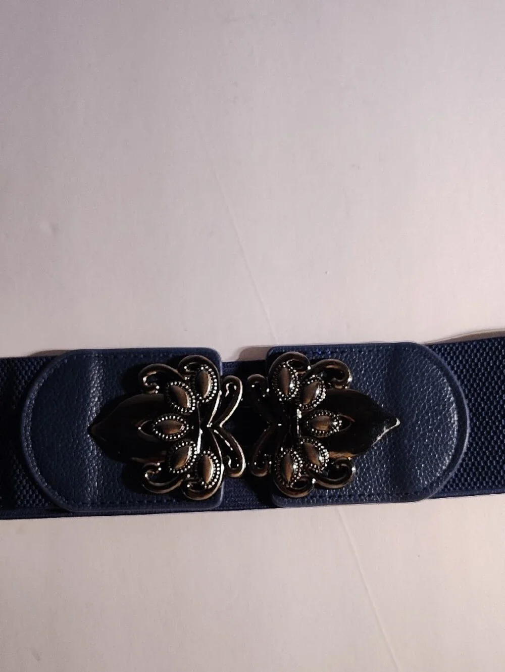 Elastic Size M/L Navy Blue Women's Waist Belt with Decorative Buckle WM